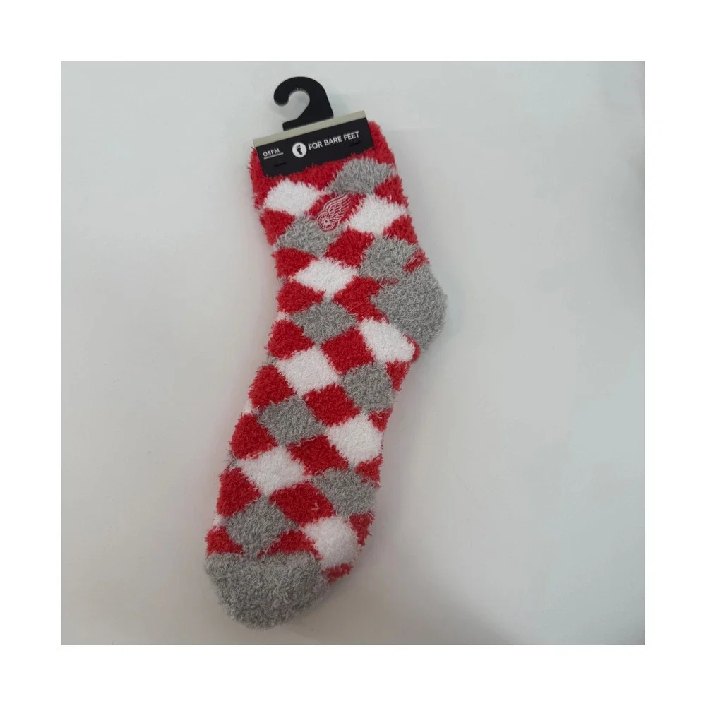 Detroit Red Wings NHL OSFM Cozy Diamond‎ Pattern Fuzzy Socks
